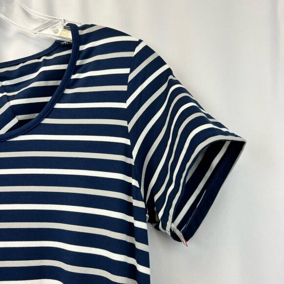 Cuddl Duds Womens Shift Dress Navy White Stripe Cutout Back Short Sleeve XS - Picture 7 of 10